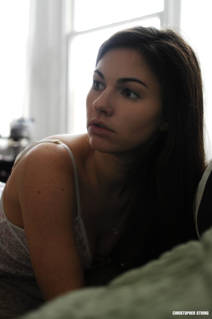 Woman looking at door