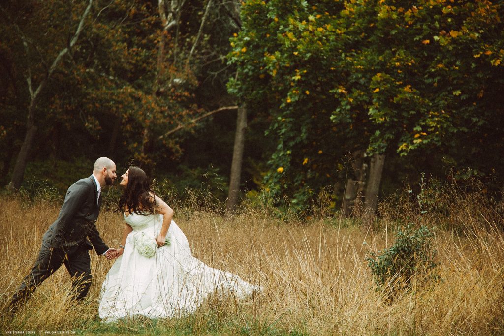Bride and Groom in the woods